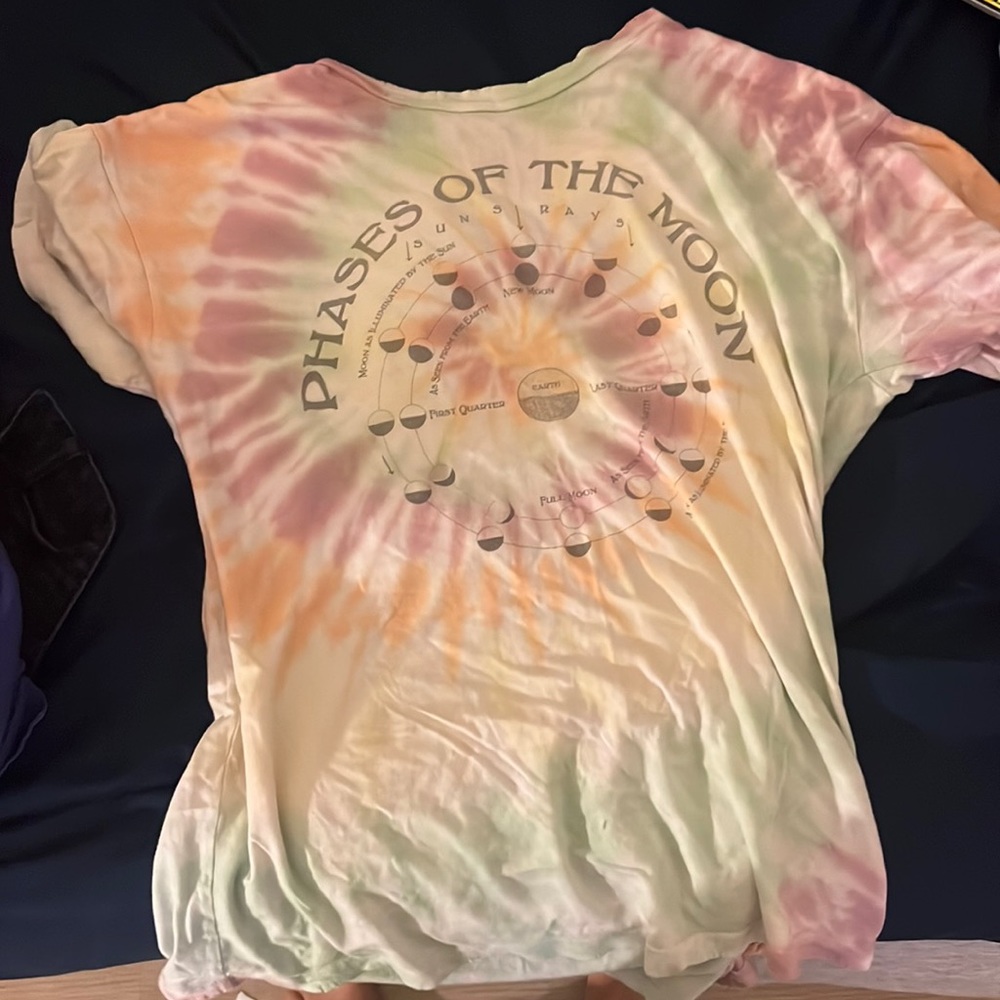 Tie dye phases of the moon tshirt